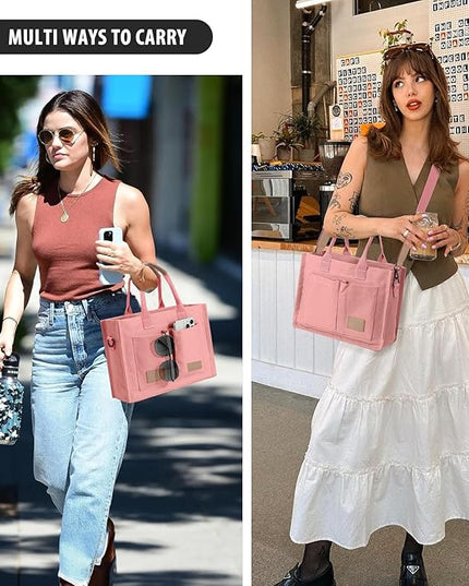 Canvas Tote Bag for Women Crossbody Work Purse with Pockets Top Handle Handbag Satchel Bags for Travel Nurse Teacher