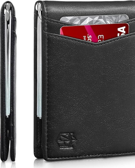 Zitahli Wallet for Men-6 Slots ID Window-Mens Wallets-Slim Wallet Classic Spring Money Clip RFID Blocking-Gift for Men