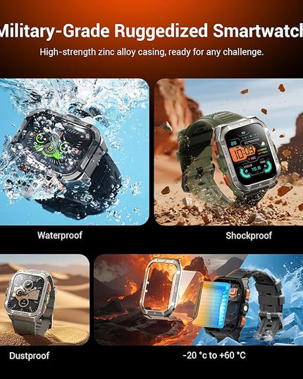 Military Smart Watches for Men (Answer/Make Calls),1.91"Fitness Smart Watch for Android and iPhone, GPS Fitness Trackers Watch with Flashlight/Heart Rate/Sleep/100+ Sport Modes/AI, Mens New Year Gift