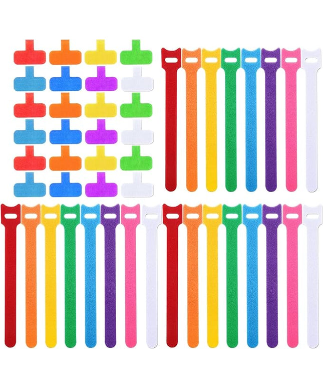 TaoBary 48 Pcs Cord Labels Electronics & Reusable Cable Ties for Charging Cords Organizer, 24 Labels Tags 24 Fastening Ties for Management Home Supplies Office Desk