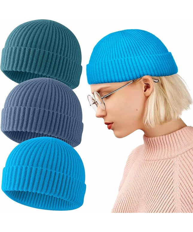 ROYBENS Swag Wool Knit Cuff Short Fisherman Beanie for Men Women, Winter Warm Hats