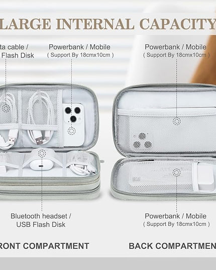 FYY Electronic Organizer, Travel Cable Organizer Bag Pouch Electronic Accessories Carry Case Portable Waterproof Double Layers Storage Bag for Cable, Charger, Phone, Earphone, Medium Size, Khaki