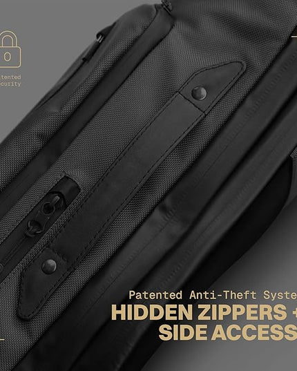 The Frenchie Co. - Work/Travel Speed Backpack - Expandable 23 to 30 liters - Anti-theft magnetic closure - Ballistic nylon with padded laptop compartment and minimalist professional design