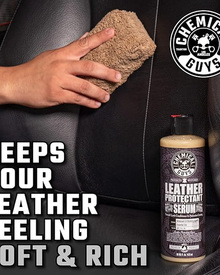 Chemical Guys Leather Cleaner & Leather Serum Kit for Car Interiors, Furniture, Apparel, Shoes, Boots, and More (Works on Natural, Synthetic, Pleather, Faux Leather and More), 16 fl oz - 2 Items