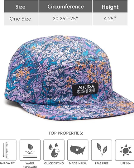 Skida 5 Panel Cap Outdoor UPF Sun Protection Wide Brim Camp Hat Running, Hiking, Golf, Pickleball, Beach Outings