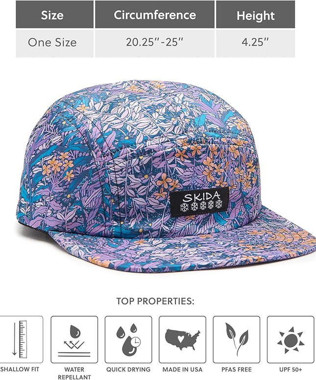 Skida 5 Panel Cap Outdoor UPF Sun Protection Wide Brim Camp Hat Running, Hiking, Golf, Pickleball, Beach Outings