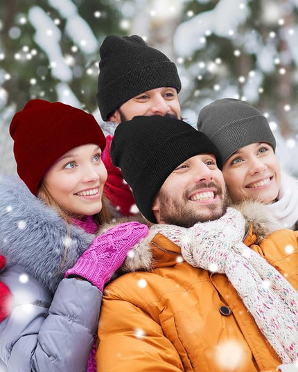 Jecery 50 Pack Winter Beanies Hats Bulk for Homeless Unisex Cold Weather Stretch Caps Warm Knitted Cuffed Hats for Women Men