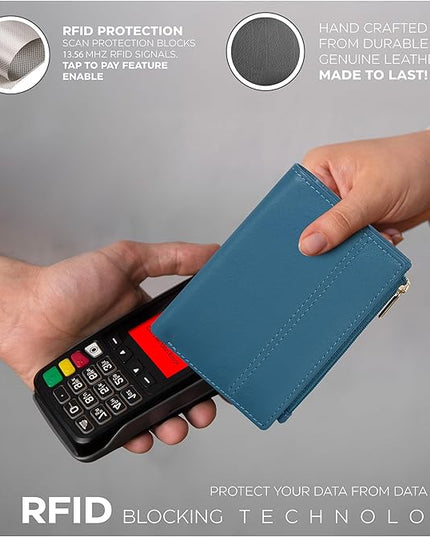 Oak Leathers Wallet For Women Full Grain Leather - Small RFID Coin Purse Credit Card & ID Holder for Ladies,Bifold Wallets for Teenager | Small, RFID, Coin Purse, for Ladies, for Teenager