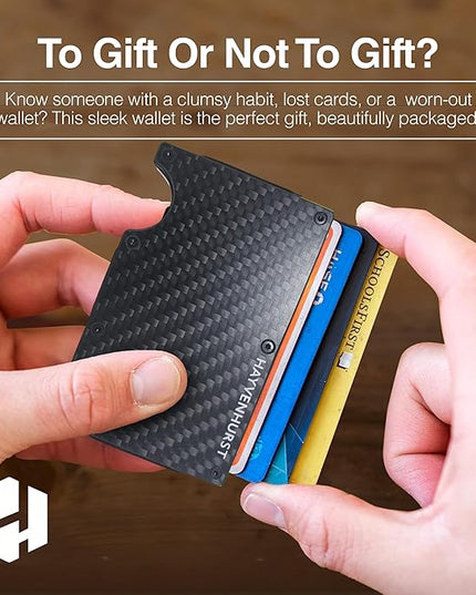 Hayvenhurst Wallet For Men - Reinvented Design Men's Wallet - Slim, Minimalistic & Seamless, Blocks RFID Scanners with a Cash Strap (Carbon Fiber) | Reinvented Design, Slim, Minimalistic, Seamless, Blocks RFID Scanners, Cash Strap