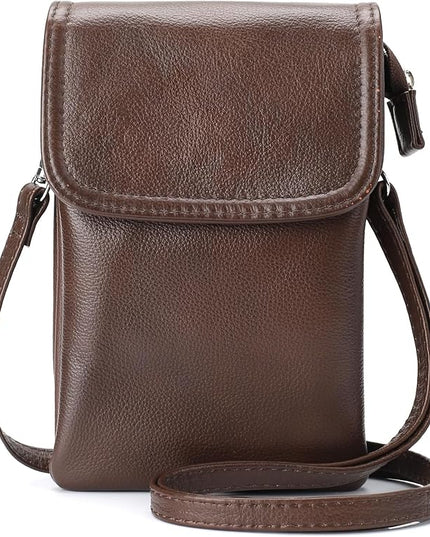 befen Genuine Leather Small Crossbody Bags for Women Cell Phone Bag Cross Body Purses,Silver Zipper