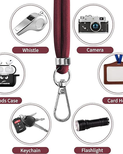 CACOE Phone Lanyard 2 Pcs-1 Pcs Adjustable Neck Strap, 1 Pcs Wrist Strap, 2 Pcs Pads, Universal Crossbody Multifuctional Cell Phone Lanyards Compatible with Most Smartphones(Dark Red)