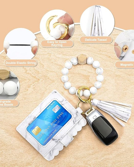 Wristlet Keychain for Women Silicone Key Ring Bracelet Wristlet Wallet Bracelet Keychain Card Holder Keyring