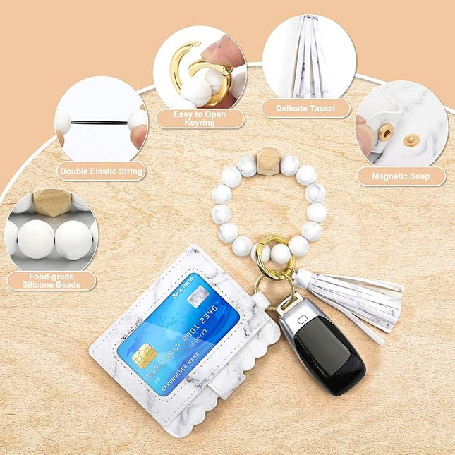 Wristlet Keychain for Women Silicone Key Ring Bracelet Wristlet Wallet Bracelet Keychain Card Holder Keyring
