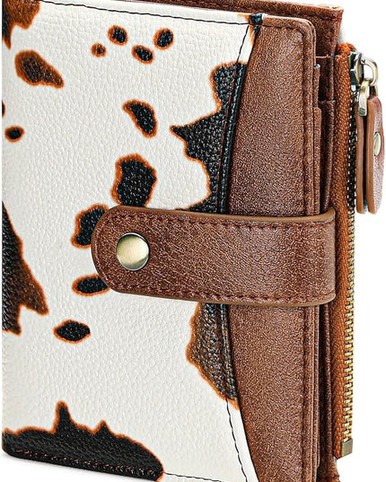 FALAN MULE Small Wallet for Women Leather RFID Blocking Bifold Credit Card Holder with Zipper Coin Pocket