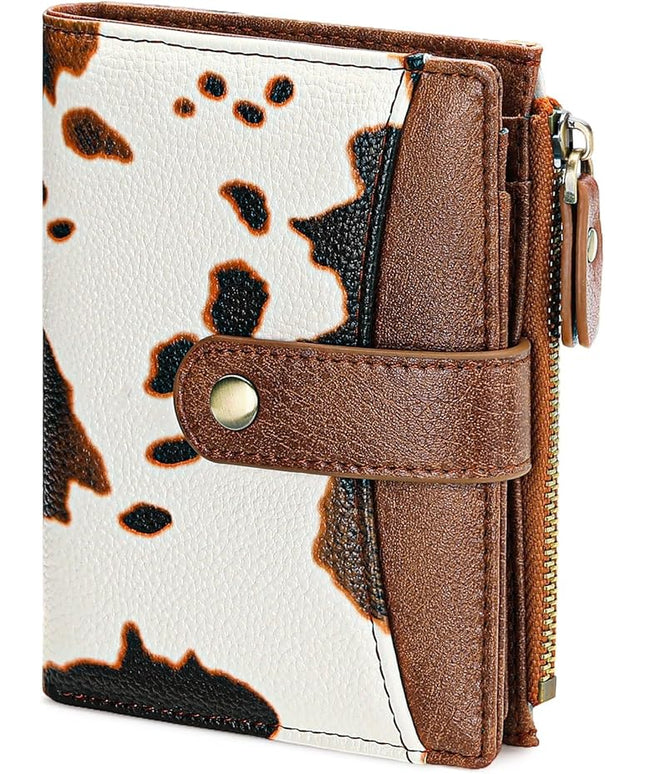 FALAN MULE Small Wallet for Women Leather RFID Blocking Bifold Credit Card Holder with Zipper Coin Pocket