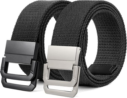 SANSTHS Canvas Belt with Double Ring Buckle, Fabric Web Belt for Women Men Double Ring for Outdoor & Casual Wear