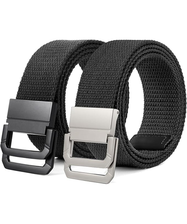 SANSTHS Canvas Belt with Double Ring Buckle, Fabric Web Belt for Women Men Double Ring for Outdoor & Casual Wear