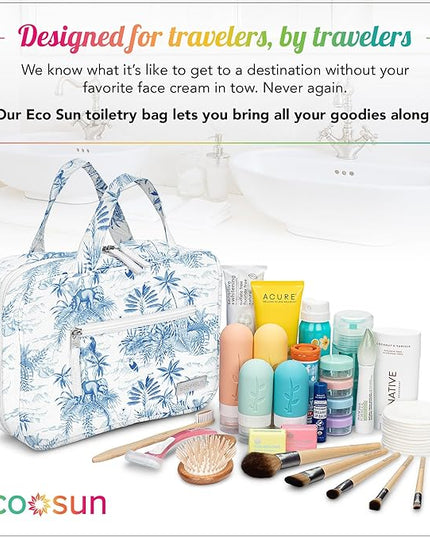 Eco Sun Hanging Travel Toiletry Bag — Designed in Hawaii — Water-resistant Travel Organizer for Bathroom Accessories