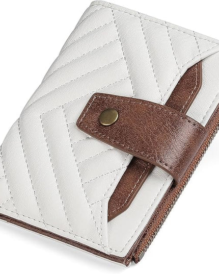 FALAN MULE Small Wallet for Women Leather Bifold Compact RFID Blocking with ID Window