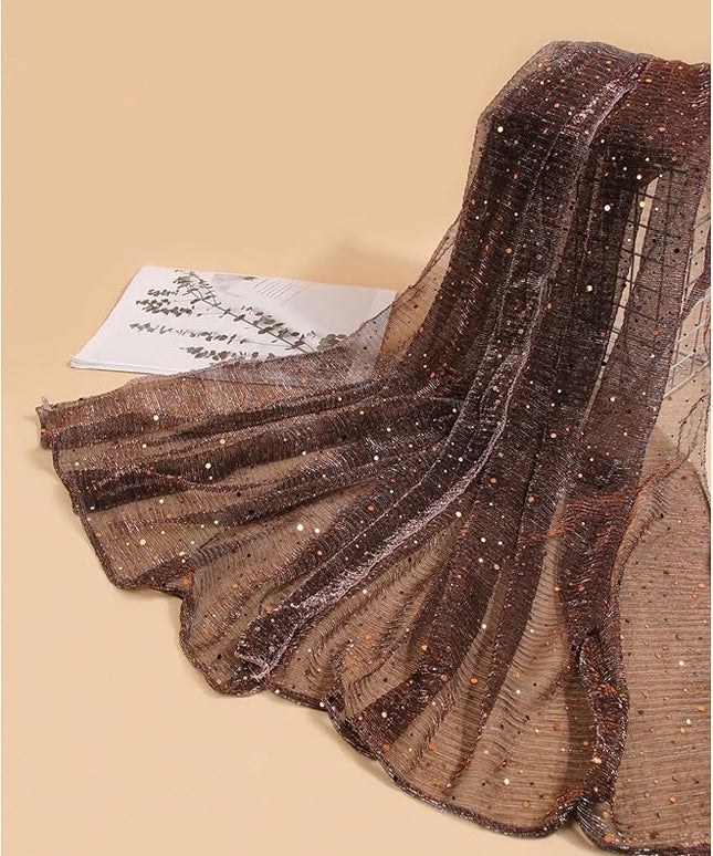 Floerns Women's Sequin Bandana Square Scarf Silk Scarves Mesh Shawl and Wrap for Evening Dresses