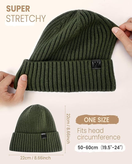 Winter Beanie Hat for Men & Women, Fleece Lined Thermal Knit Hat Ski Beanie Skull Cap Cuffed Cap for Cold Weather