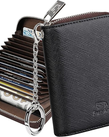 FurArt Zipper Wallet Women, RFID Blocking Credit Card Wallet, Business Card Holder, Compact Size KeyChain Wallet