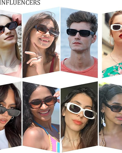 Dollger Rectangle Sunglasses for Women Men Trendy Retro Fashion Sunglasses UV 400 Protection Square Fram