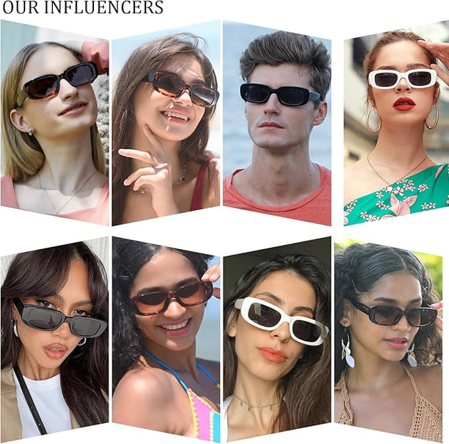 Dollger Rectangle Sunglasses for Women Men Trendy Retro Fashion Sunglasses UV 400 Protection Square Fram