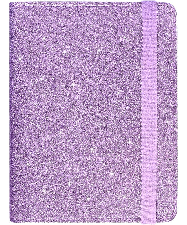 ACdream Passport Holder Cover, Leather Travel Wallet Case, RFID Blocking Document Organizer Protecrtor, with Slots for Credit Cards, Boarding Pass, for Women and Men, Glitter Purple