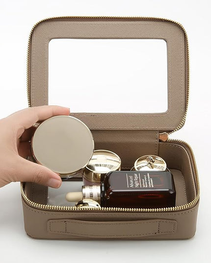 Aveniee Clear Makeup Bag Organizer,Large Travel Toiletry Bag for Women, Waterproof Cosmetic Pouch with Zippers,Car Organizers and Storage,Taupe