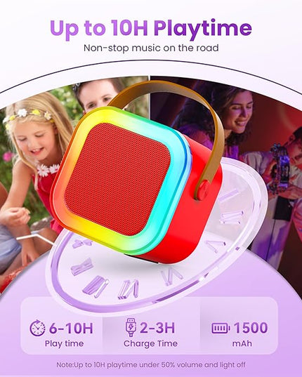 Karaoke Machine for Kids Adults, Portable Bluetooth Speaker with 2 Wireless Karaoke Microphones, 2026 TOP Birthday for Girls Boys 3,4,5,6,7,8+Year Old Toddler Toys Karaoke Player(Red)