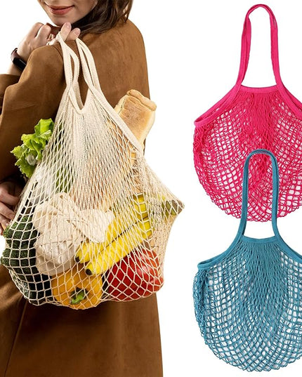 2pcs Fashion Storage Mesh Bag Reusable Fruit Mesh Bag Shopping Mesh Bag Pure Cotton Portable Mesh Bag Shopping Bag