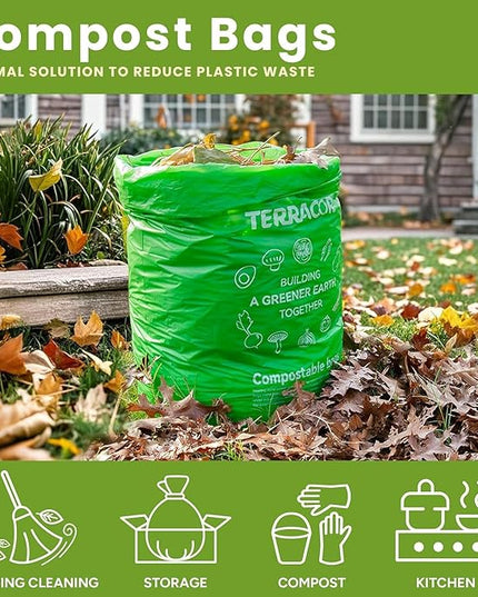 13 Gallon Compostable Trash Bags, 40 Bags Compost Bags for Countertop Bin, Camping Toilet Bags for Portable Toilet, BPI Certified and Meet The ASTM D6400 Standard