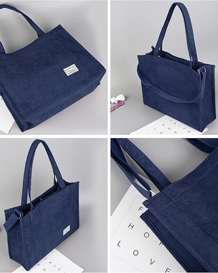 Valleycomfy Corduroy Tote Bag for Women Travel Crossbody Bag Purse Women Shoulder Bags Work Handbags Everyday Hobo Bag