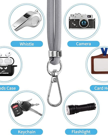 CACOE Phone Lanyard 2 Pcs-2 Pcs Adjustable Neck Strap,4 Pcs Patches,Universal Crossbody Multifuctional Cell Phone Lanyards Compatible with Most Smartphones(Black+Light Gray)