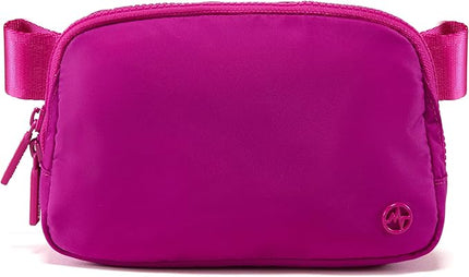 Pander Two Way Zipper Fanny Pack Nylon Everywhere Belt Bag for Women, Water Repellent Waist Packs, Crossbody Bags with Adjustable Strap (Grape Purple)