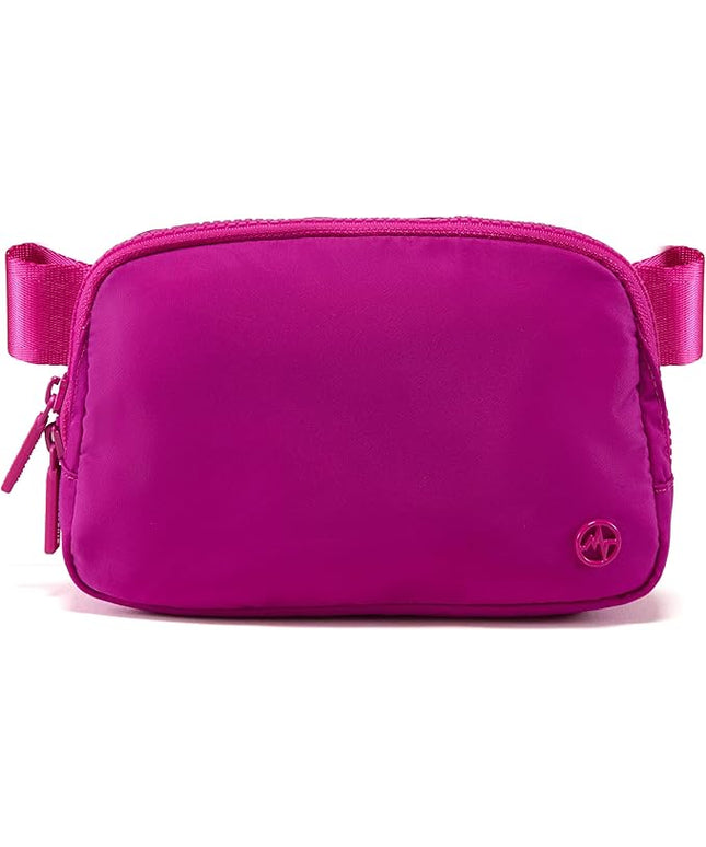 Pander Two Way Zipper Fanny Pack Nylon Everywhere Belt Bag for Women, Water Repellent Waist Packs, Crossbody Bags with Adjustable Strap (Grape Purple)