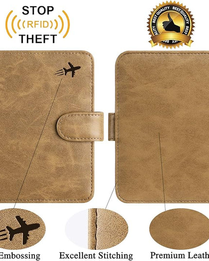 Passport Holder Cover Wallet RFID Blocking Leather Card Case Travel Accessories for Women Men (#Brown)