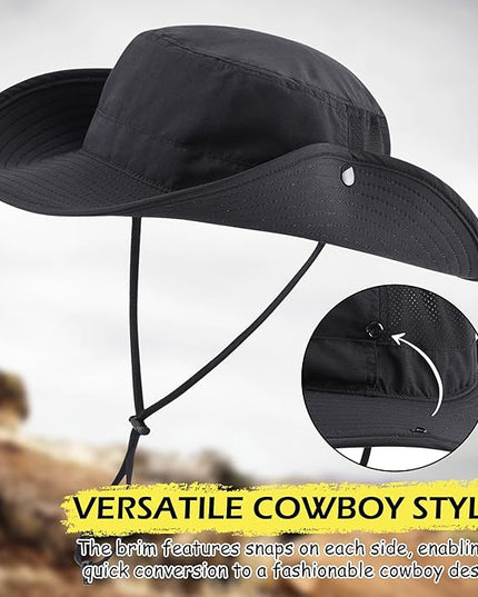Connectyle Men's Sun Hat UPF 50+ Wide Brim Bucket Hats for Fishing Hiking Gardening Adjustable Boonie Hat Outdoor Safari Hats