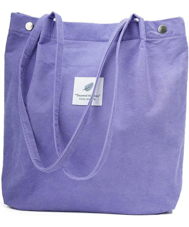 Corduroy Tote Bag Cute Tote Bags for Women Shoulder Bag with Inner Pocket for Work Beach Travel and Shopping Grocery