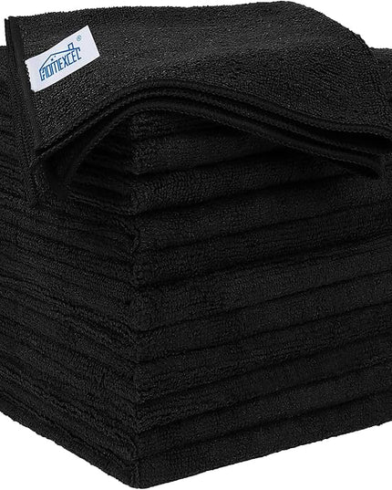 HOMEXCEL Black Microfiber Cleaning Cloth 12 Pack, 12.5 x 12.5 inch Microfiber Towels for Cars, Ultra Absorbent Car Washing Cloth, Lint Free Streak Free Cleaning Rags for Car, Kitchen, and Window