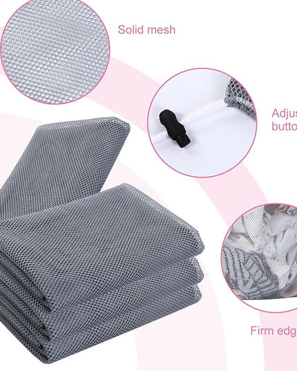 Berlune 30 Pack Large Mesh Laundry Bags, 24 x 36 Inch Bulk Wash Set with Drawstring for Commercial Use, Dorms, Vacation Rentals, Laundromats, Apartments & Facilities(Gray)