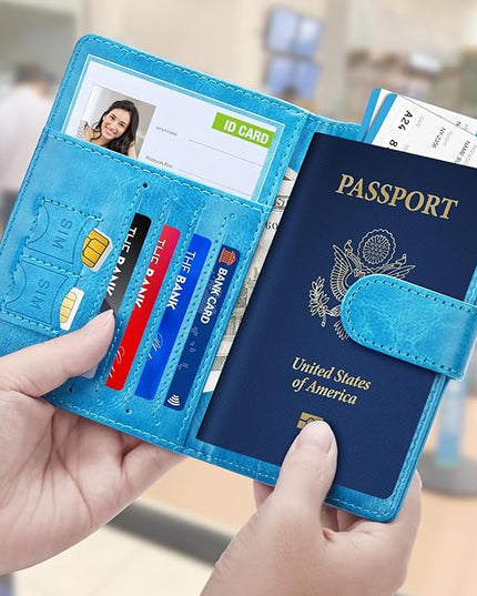 Herain Passport Holder for Travel Cruise Essentials, 2 Pcs Passport Cover Wallet Case Travel Gifts Women Men Family, RFID Passports Book Card Holders Travels Accessories Must Haves