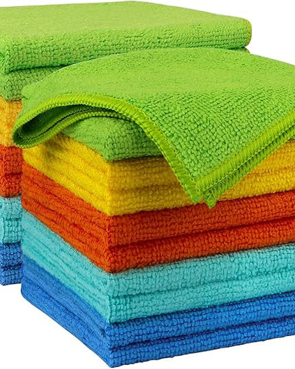 AIDEA Microfiber Cleaning Cloth 20PK, Microfiber Towels for Cars, Dusting Cloth Cleaning Rags for SUVs, House, Kitchen, Window, Workshops, Cleaning Supplies 12"×12"