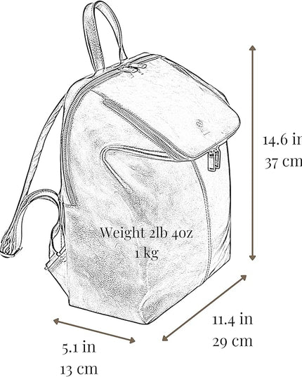 Time Resistance Leather Backpack - Unisex Business Rucksack Laptop Bag for Bag and Women (Cognac Brown)