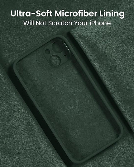 FireNova Designed for iPhone 15 Case, Silicone Upgraded [Camera Protection] Phone Case with [2 Screen Protectors], Soft Anti-Scratch Microfiber Lining Inside, 6.1 inch, Alpine Green