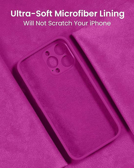 FireNova Designed for iPhone 16 Pro Case, Silicone Upgraded [Camera Protection] Phone Case with [2 Screen Protectors], Soft Anti-Scratch Microfiber Lining Inside, 2024, Dark Fuchsia