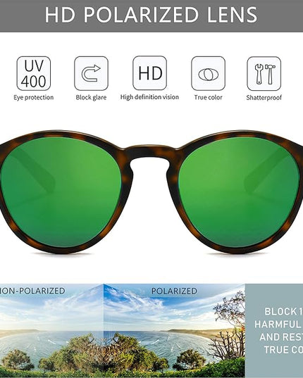 SUNGAIT Classic Vintage Round Polarized Sunglasses for Women Men Retro Style UV400