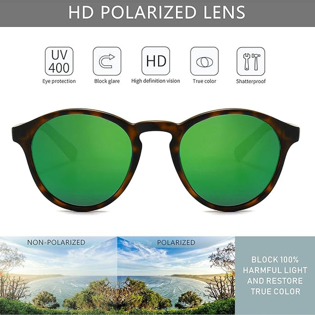 SUNGAIT Classic Vintage Round Polarized Sunglasses for Women Men Retro Style UV400