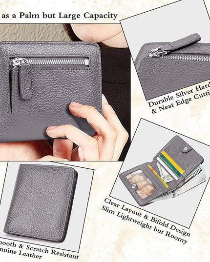 AINIMOER Small Leather Wallet for Women, Ladies Credit Card Holder RFID Blocking Women's Mini Bifold Pocket Purse